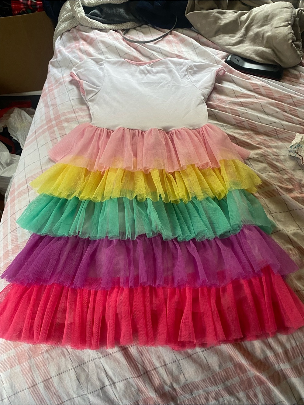 Princess A’s Rainbow Tulle Unicorn Dress - White, Pink, Yellow, Green, Purple.. - Picture 5 of 5
